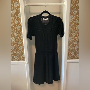 Zara Black Knit Pointelle Crochet Fit and Flare Dress. SZ US M. Never Worn.